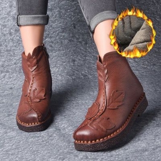 Bottes D'hiver Rétro En Cuir Velours | Chaussures Cadeaux