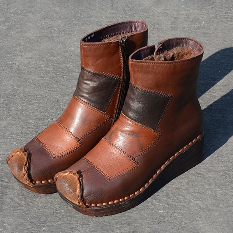 Bottes D'hiver En Velours Rétro En Cuir | Chaussures Cadeaux