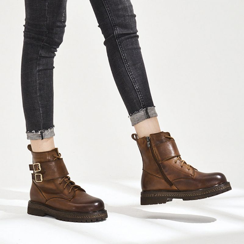 Bottes Martin En Cuir Décontractées Automne-hiver | Chaussures Cadeaux