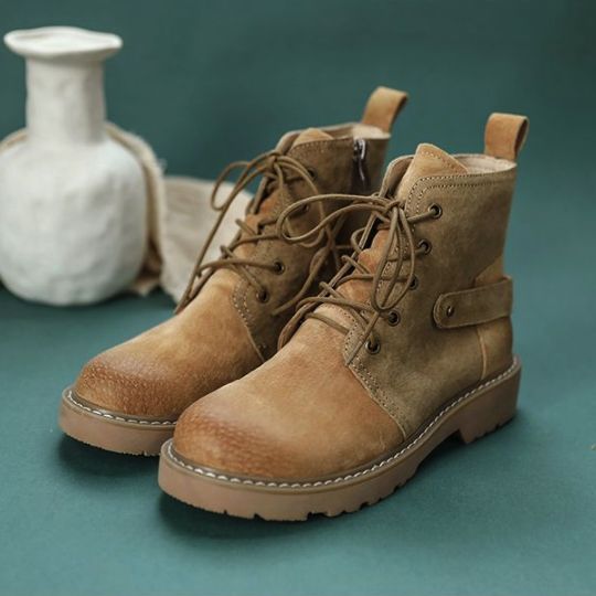 Bottes Martin En Cuir À Lacets Pour Femmes