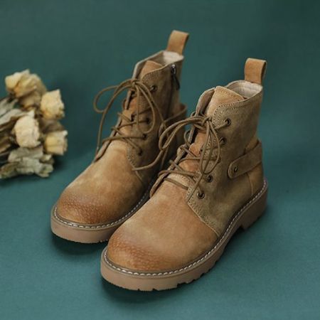 Bottes Martin En Cuir À Lacets Pour Femmes