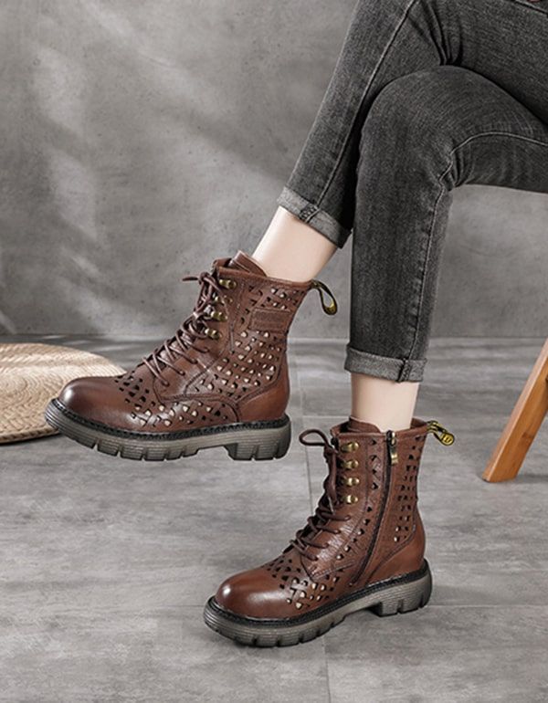 Bottes Martin En Cuir Rétro Printemps-été