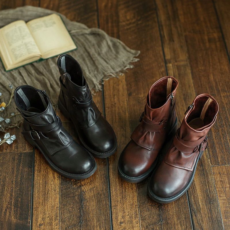 Bottes De Moto Rétro Pour Femmes Faites À La Main