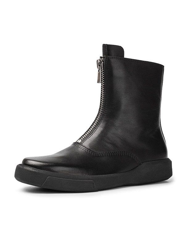 Bottes Noires À Glissière Avant Imperméables D'automne Et D'hiver