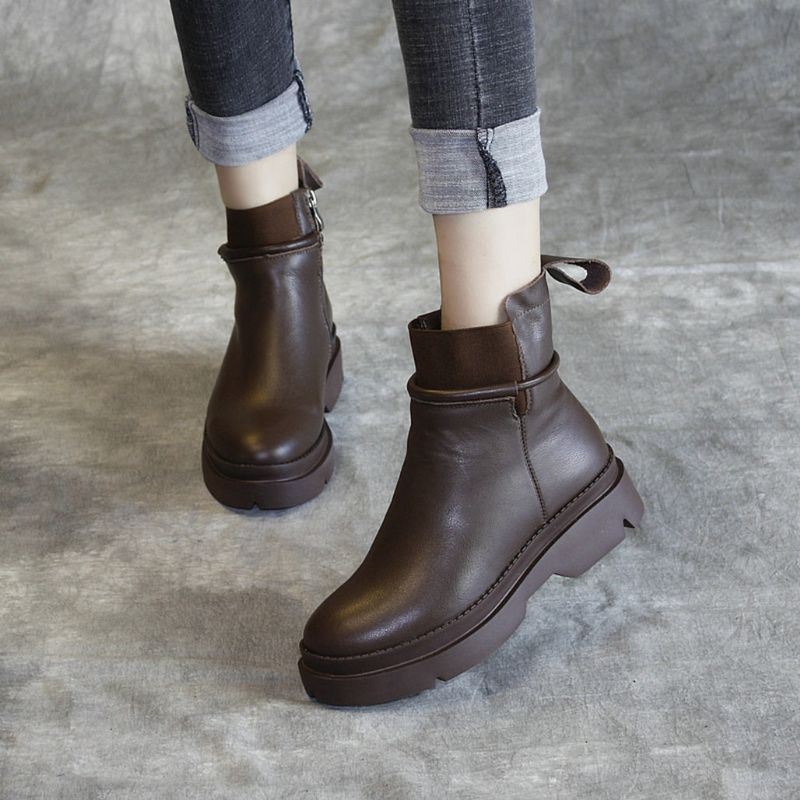 Bottes Plateforme En Cuir À Fond Épais | Chaussures Cadeaux