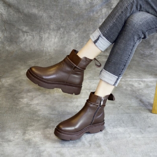 Bottes Plateforme En Cuir À Fond Épais | Chaussures Cadeaux