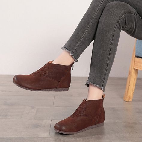 Bottes Rétro En Cuir Confortables Faites À La Main | Chaussures Cadeaux