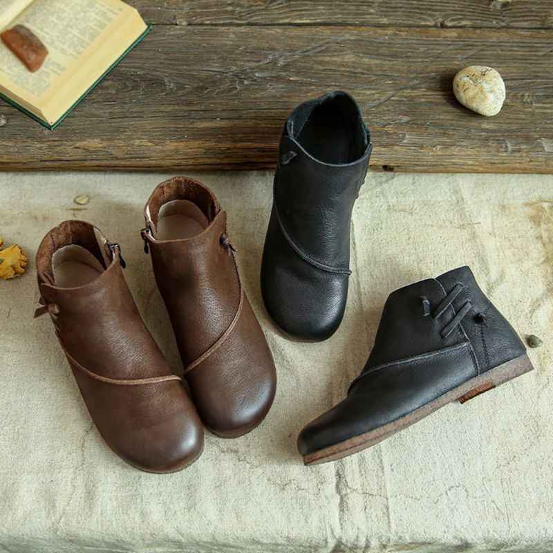 Bottes Rétro En Cuir Faites À La Main D'automne | Chaussures Cadeaux