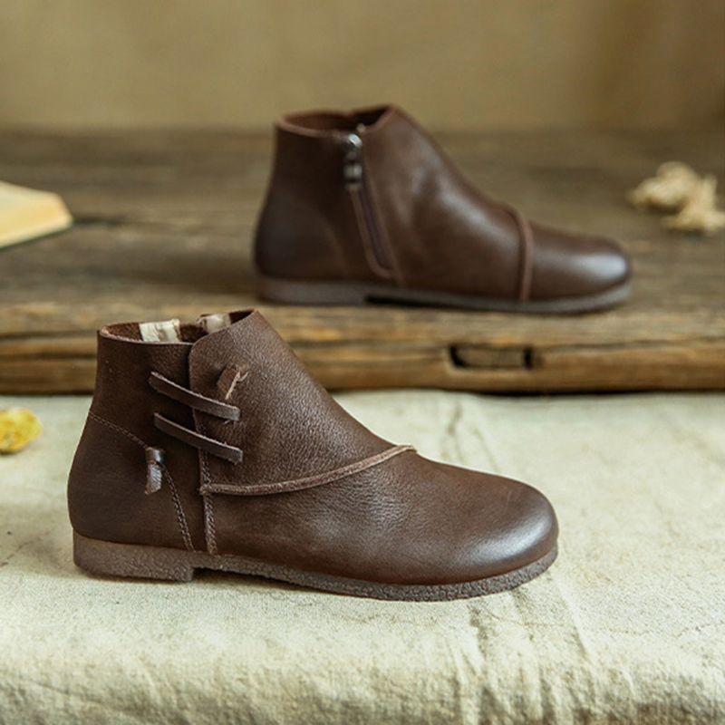 Bottes Rétro En Cuir Faites À La Main D'automne | Chaussures Cadeaux