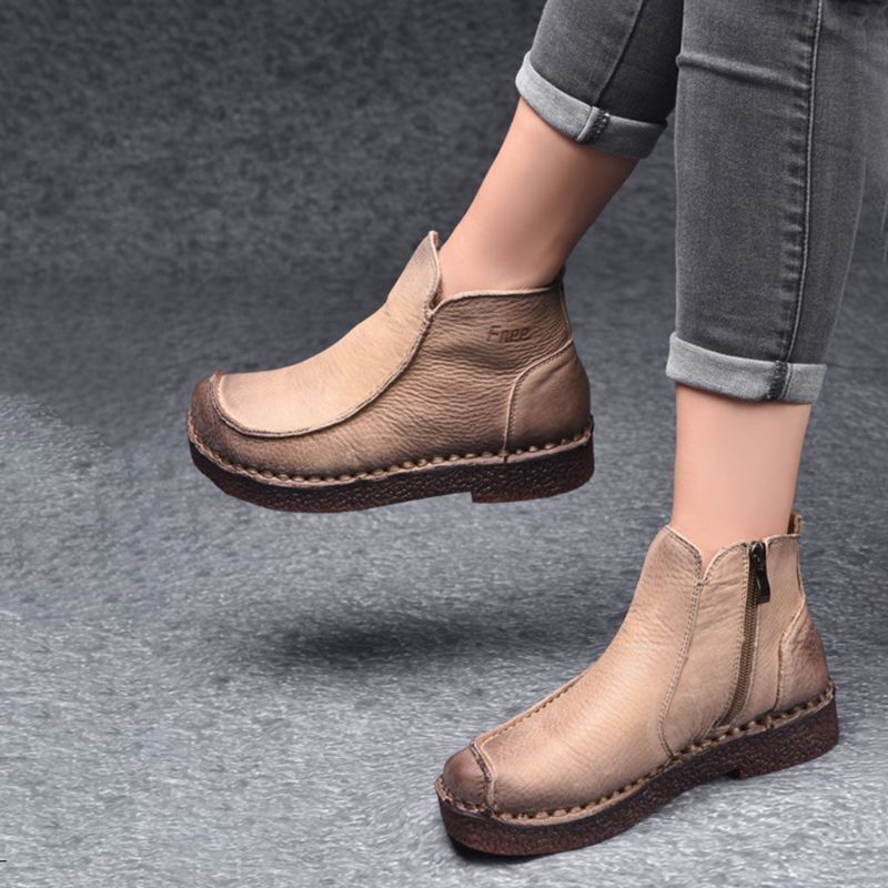 Bottes Rétro En Cuir Faites À La Main Femme 35-42 | Chaussures Cadeaux