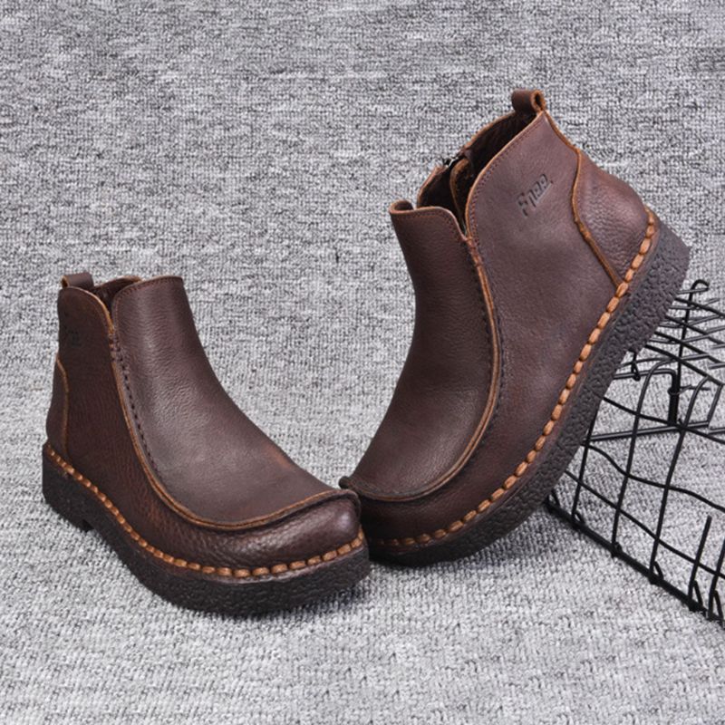 Bottes Rétro En Cuir Faites À La Main Femme 35-42 | Chaussures Cadeaux