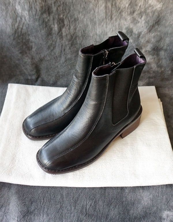 Bottines Chelsea En Cuir Vintage Femme