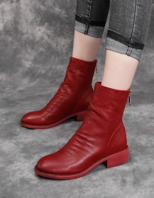 Bottines Chelsea En Peau De Mouton Rouge