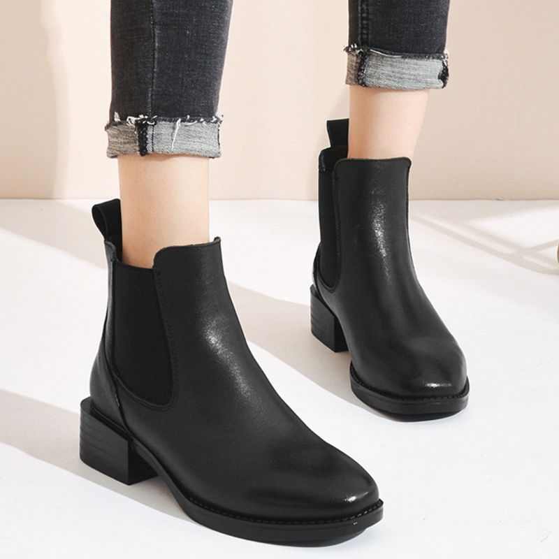 Bottines Chelsea Rétro En Cuir Automne-hiver | Chaussures Cadeaux