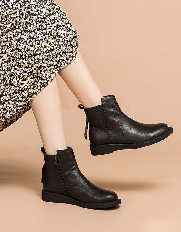 Bottines Chelsea Rétro En Cuir Faites À La Main D'hiver Et D'automne