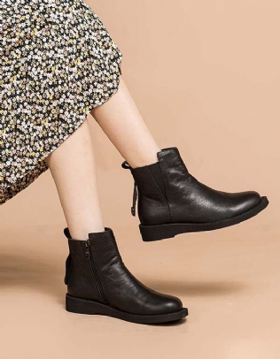 Bottines Chelsea Rétro En Cuir Faites À La Main D'hiver Et D'automne