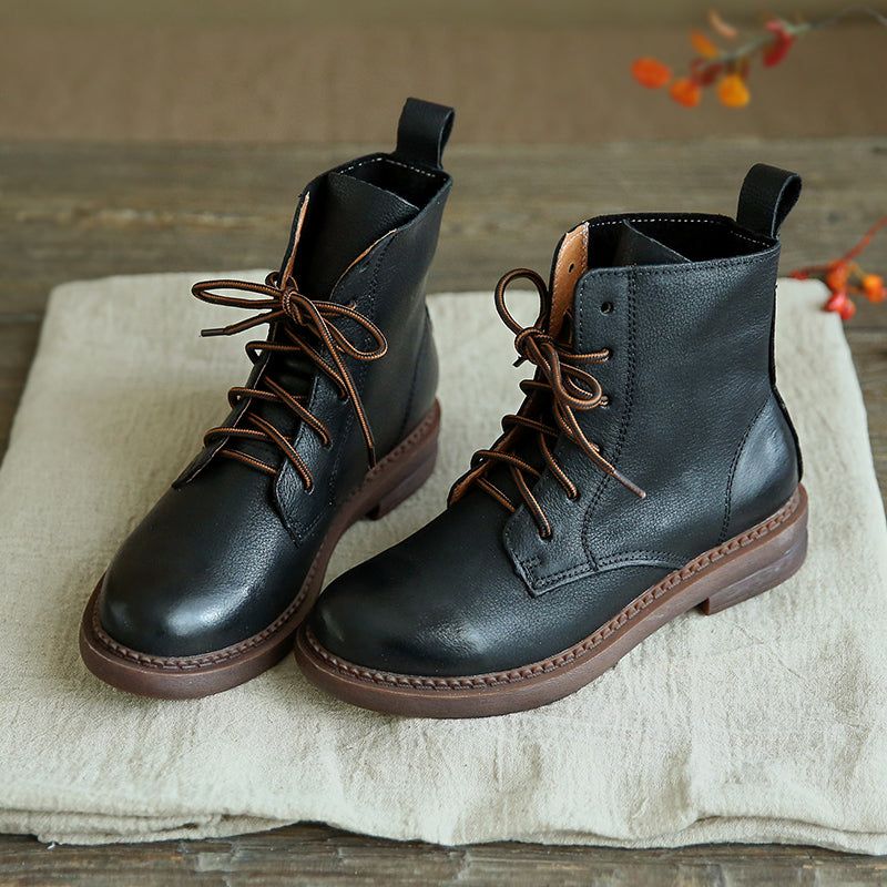 Bottines Courtes En Cuir Rétro Britannique | Chaussures Cadeaux