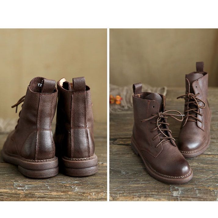 Bottines Courtes En Cuir Rétro Britannique | Chaussures Cadeaux