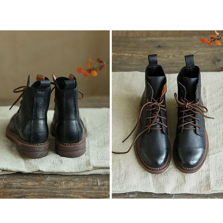 Bottines Courtes En Cuir Rétro Britannique | Chaussures Cadeaux