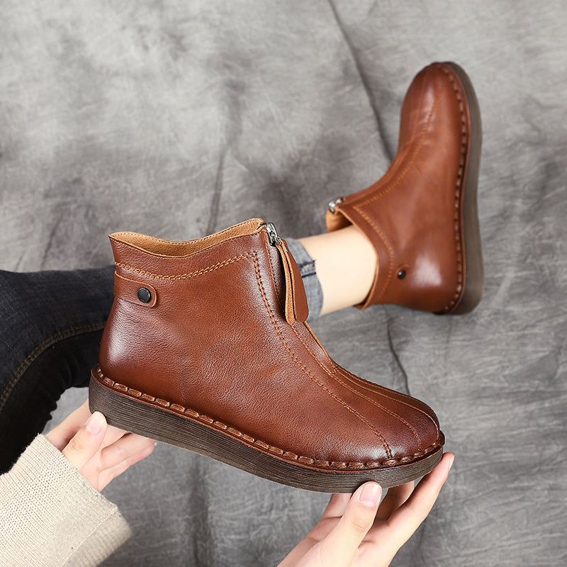 Bottines En Cuir Avec Fermeture Éclair Sur Le Devant | Chaussures Cadeaux