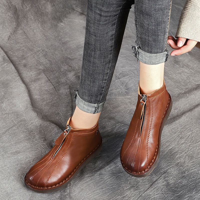 Bottines En Cuir Avec Fermeture Éclair Sur Le Devant | Chaussures Cadeaux