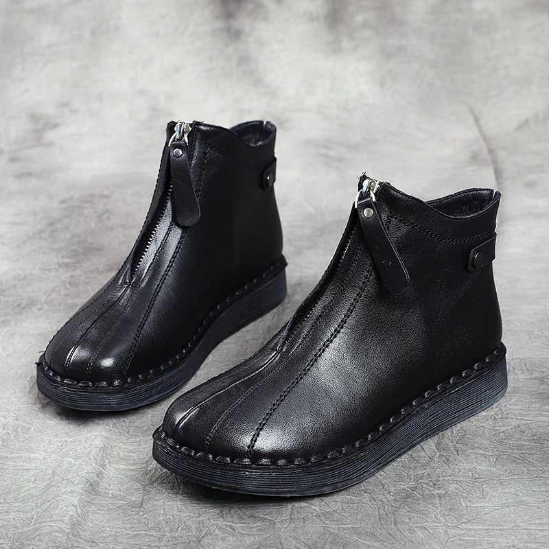 Bottines En Cuir Avec Fermeture Éclair Sur Le Devant | Chaussures Cadeaux