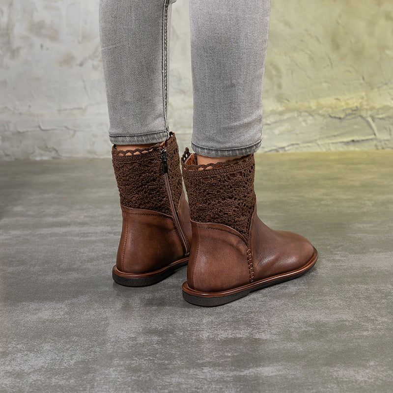 Bottines En Cuir Rétro Faites À La Main Automne-hiver | Chaussures Cadeaux