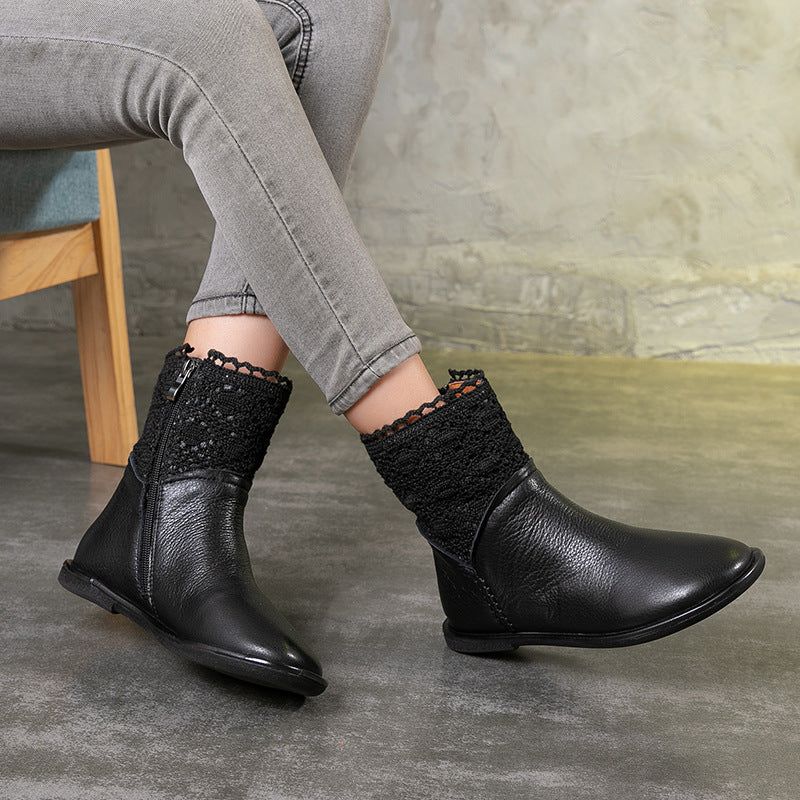 Bottines En Cuir Rétro Faites À La Main Automne-hiver | Chaussures Cadeaux