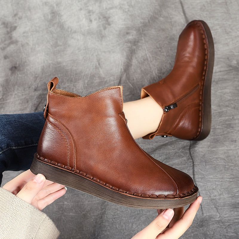 Bottines En Cuir Rétro Faites À La Main | Chaussures Cadeaux