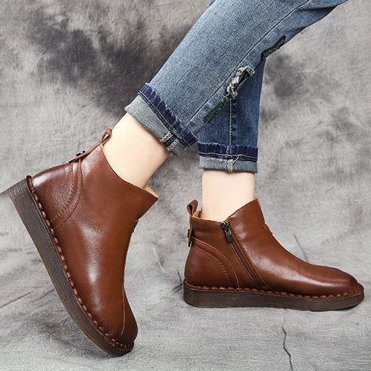 Bottines En Cuir Rétro Faites À La Main | Chaussures Cadeaux