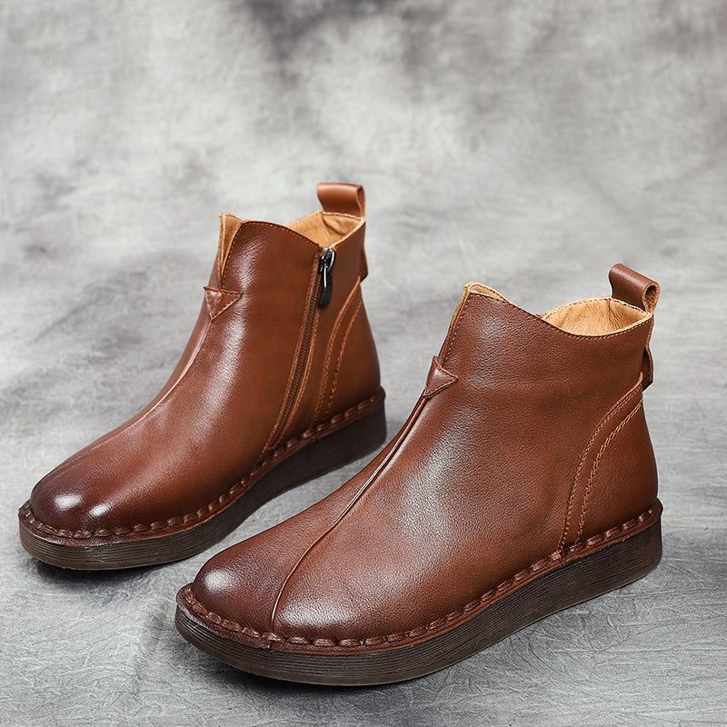 Bottines En Cuir Rétro Faites À La Main | Chaussures Cadeaux