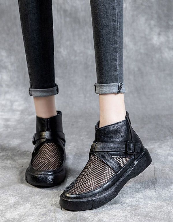 Bottines En Cuir Rétro En Maille D'été 35-41