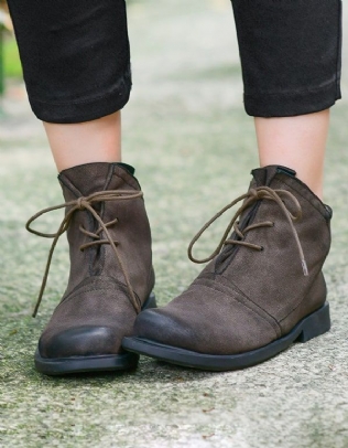 Bottines En Daim Pour Femmes À Lacets Faites À La Main