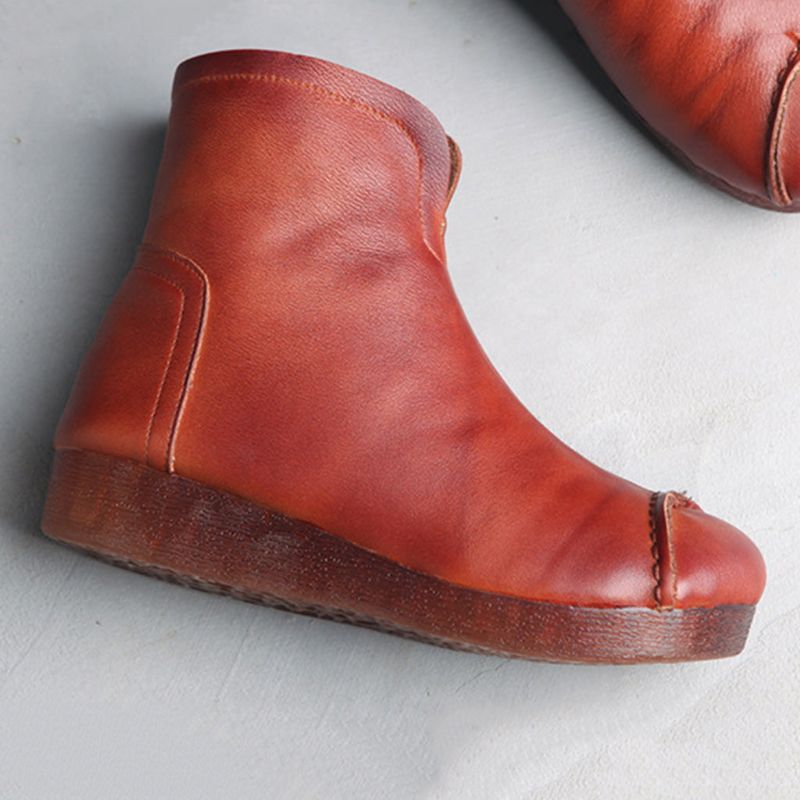 Bottines Décontractées En Cuir Rétro Faites À La Main | Chaussures Cadeaux