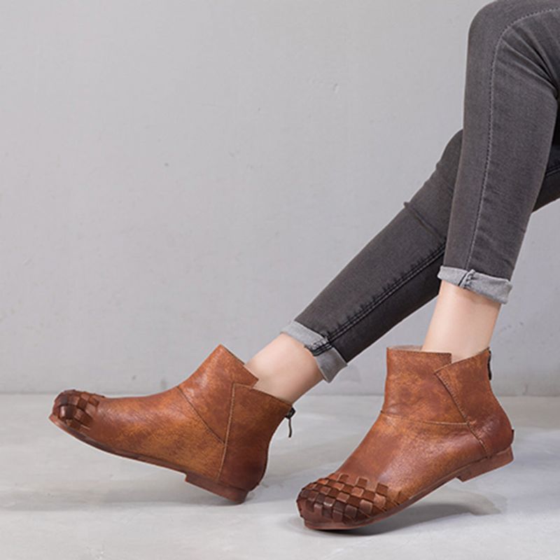 Bottines Pour Femmes En Cuir Faites À La Main Rétro | Chaussures Cadeaux