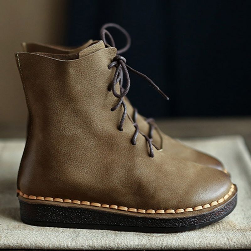 Bottines Pour Femmes En Cuir Rétro Faites À La Main Martin | Chaussures Cadeaux