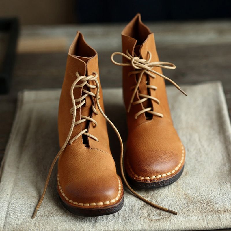 Bottines Pour Femmes En Cuir Rétro Faites À La Main Martin | Chaussures Cadeaux