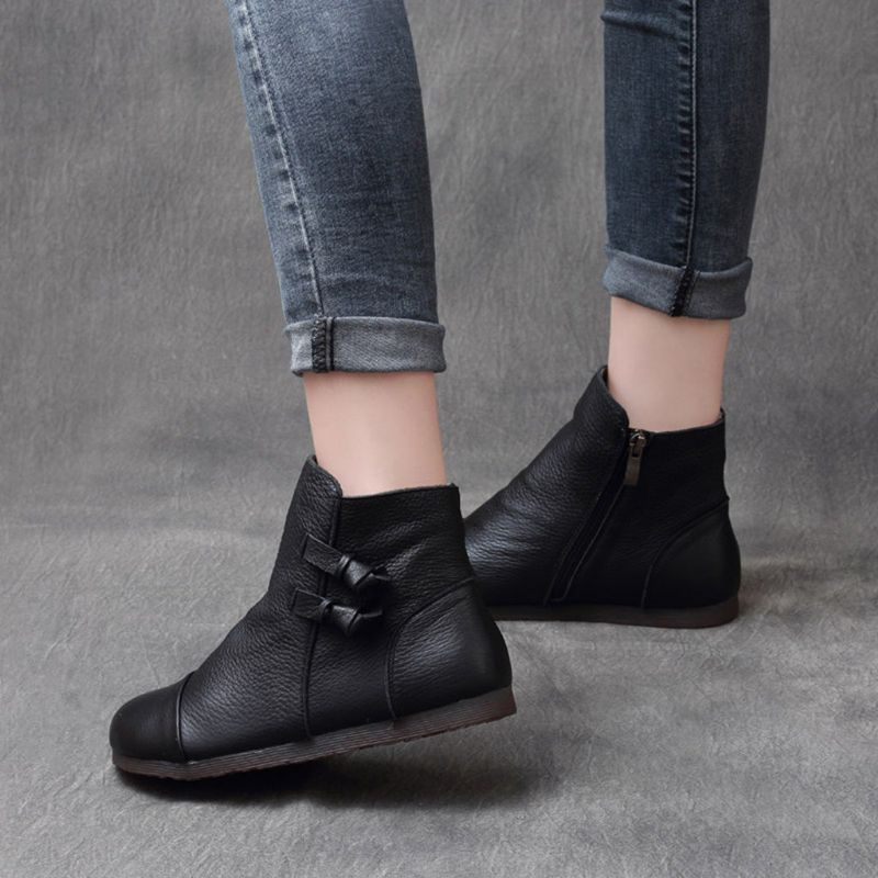 Bottines Pour Femmes Faites À La Main En Cuir Rétro Automne Hiver | Chaussures Cadeaux