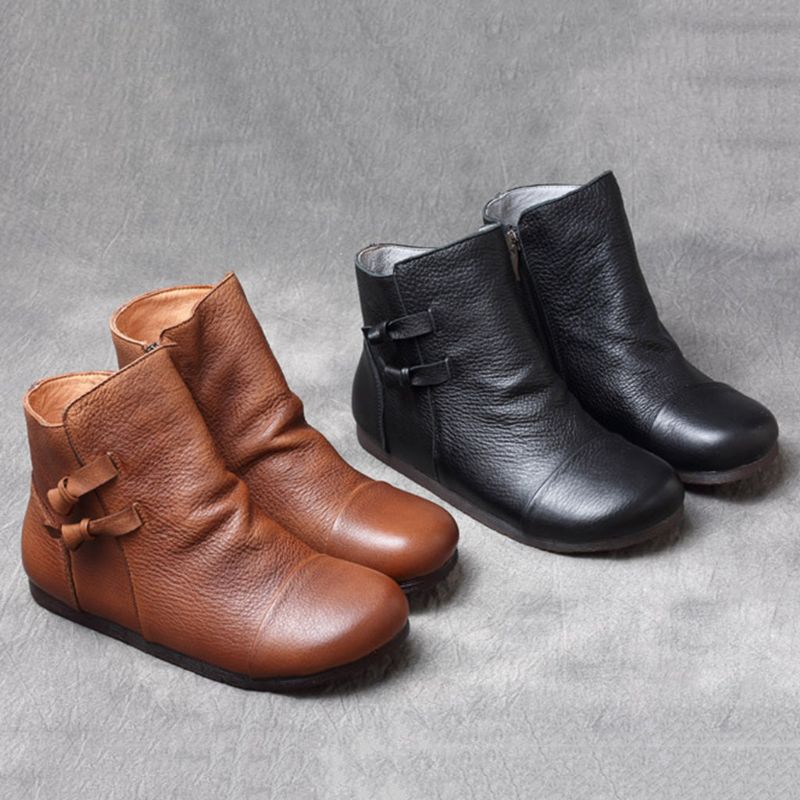 Bottines Pour Femmes Faites À La Main En Cuir Rétro Automne Hiver | Chaussures Cadeaux