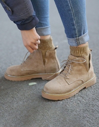 Bottines D'hiver En Daim À Lacets Pour Femmes