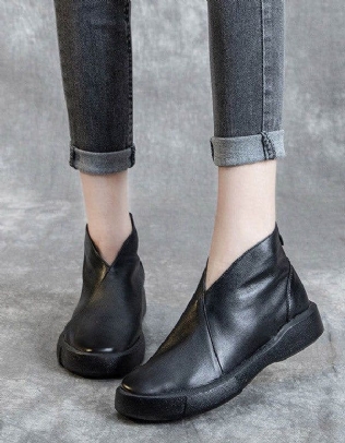 Bottines Rétro En Cuir Pour Femmes