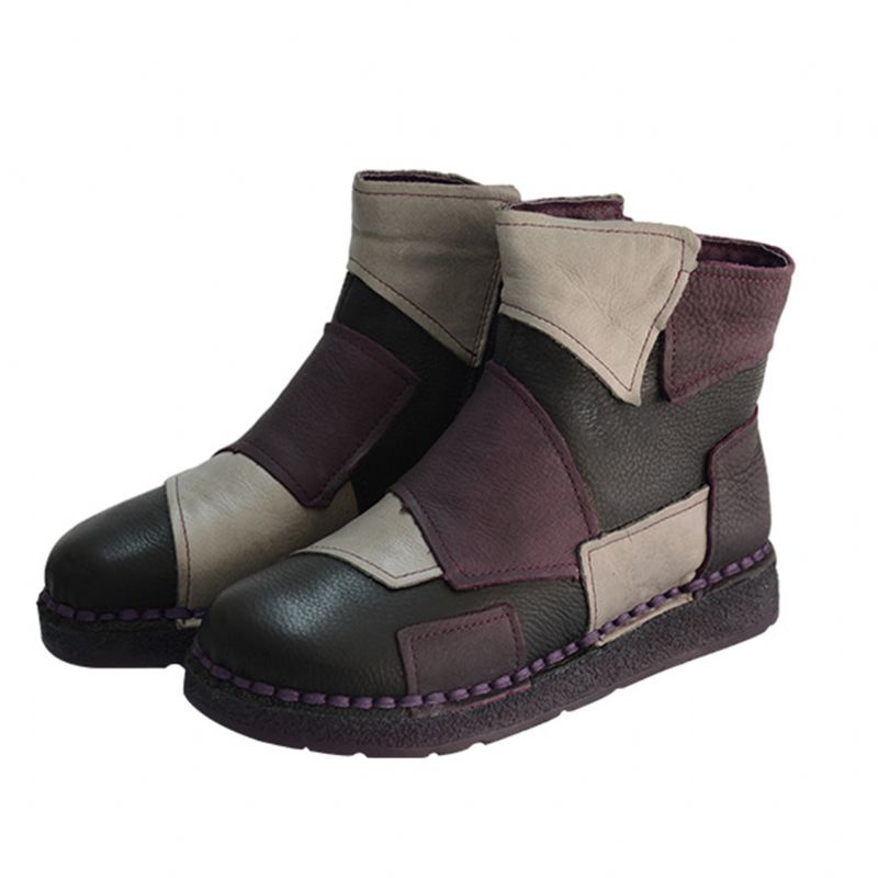 Bottines Rétro Patch Velours Fait Main 35-43 | Chaussures Cadeaux