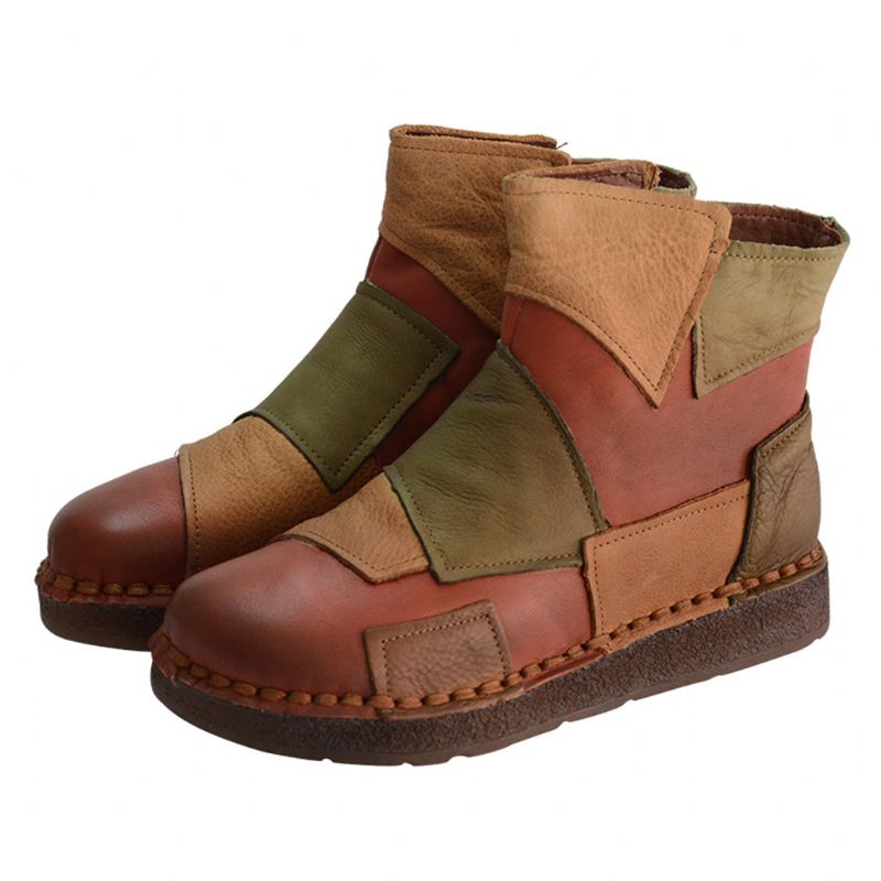 Bottines Rétro Patch Velours Fait Main 35-43 | Chaussures Cadeaux