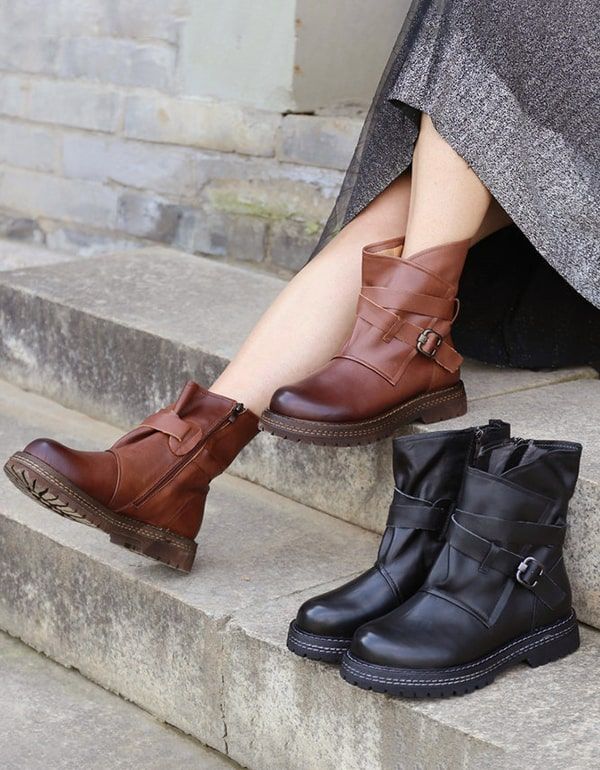 Boucle Bottes De Moto Pour Femmes À Semelles Épaisses