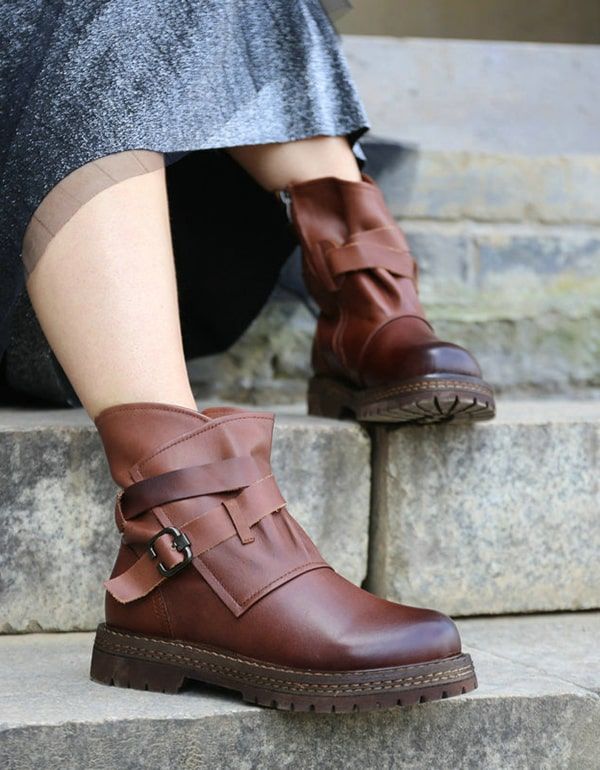 Boucle Bottes De Moto Pour Femmes À Semelles Épaisses