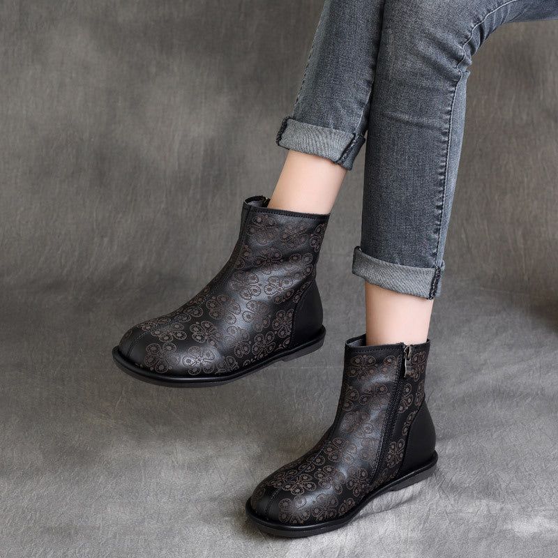 Cadeau Chaussures Automne Hiver Rétro Ethnique Fait Main Doux Bottes Pour Femmes