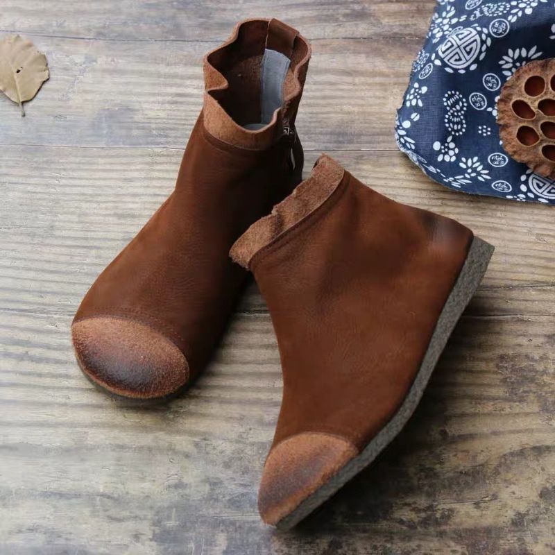 Chaussures Cadeaux Automne Casual Bottes En Cuir À Fond Souple Pour Femmes