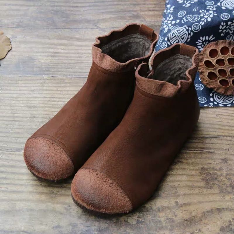 Chaussures Cadeaux Automne Casual Bottes En Cuir À Fond Souple Pour Femmes