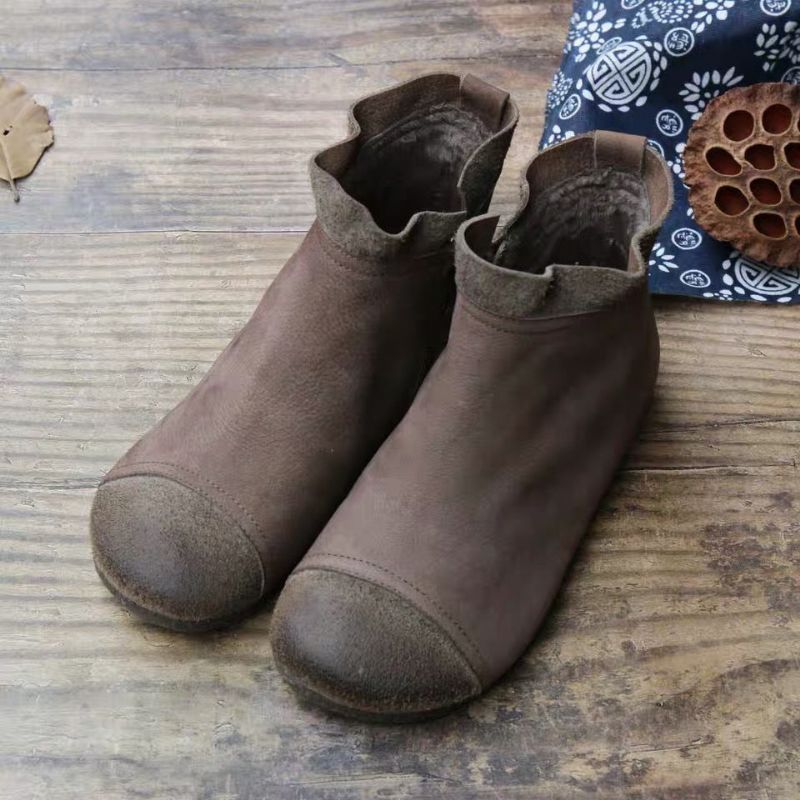 Chaussures Cadeaux Automne Casual Bottes En Cuir À Fond Souple Pour Femmes