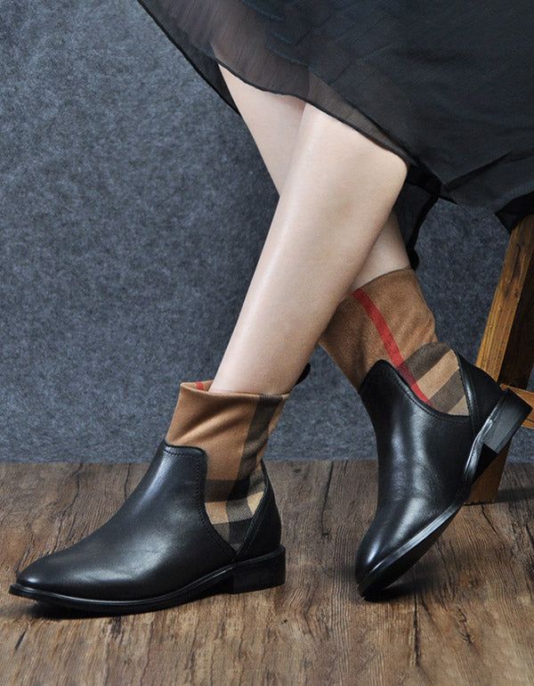 Chelsea Stitching Plaid Fashion Bottes Pour Femmes